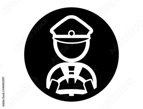 運転手のシンプルな丸いモノクロ白抜きイラストアイコン