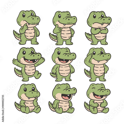 Cute Crocodile Doodle Style Illustration