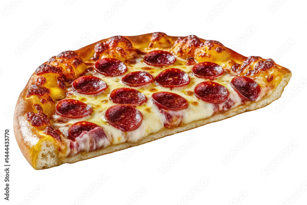 A delicious slice of pepperoni pizza with melted cheese and a golden crust. A delicious slice of pepperoni pizza with melted cheese and a golden crust.