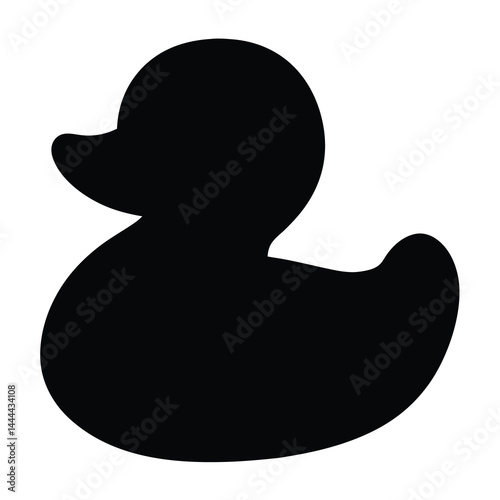 Black silhouette of a rubber ducky toy for kids in the bathtub