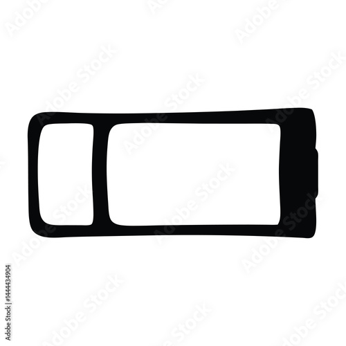 Stylized Low Battery Icon Illustration in Minimalist Black and White Design