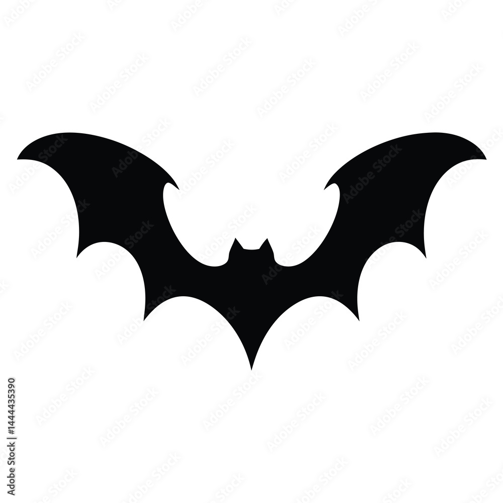 Fototapeta premium Simple and elegant black bat silhouette vector image for Halloween decorations
