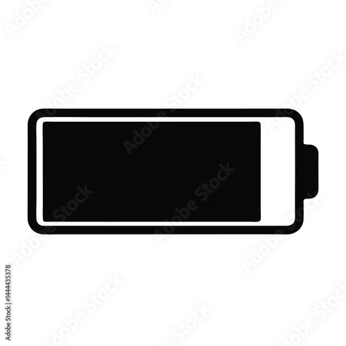 A horizontal battery icon with a low charge displayed in black fill