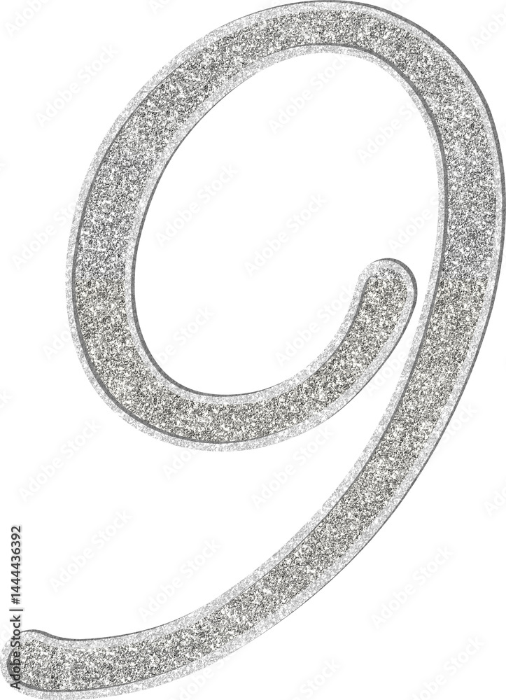 Silver glitter numbers 9 Silver glitter numbers 9