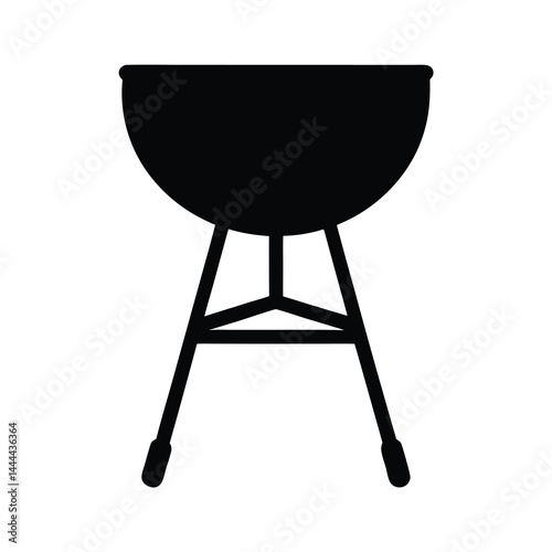 Black silhouette illustration of a barbecue grill standing ready for cooking