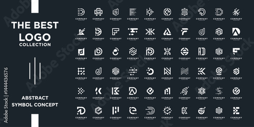 Mega logos collection, Abstract letter design concept for branding. Future shape logo usable for business, corporate and technology.
