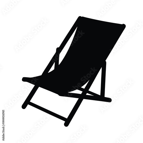 Silhouette of a classic wooden deck chair, perfect for beach relaxation