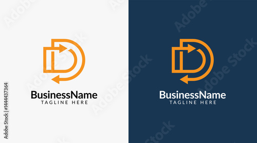 Modern logo design with letter d and arrow icon bar candlestick for trading, investment, finance, statistic, accounting or marketing business