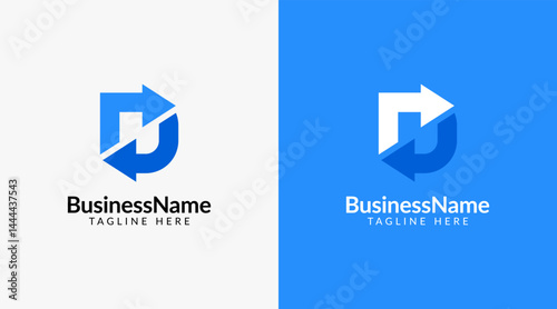 Modern logo design with letter d and arrow icon bar candlestick for trading, investment, finance, statistic, accounting or marketing business