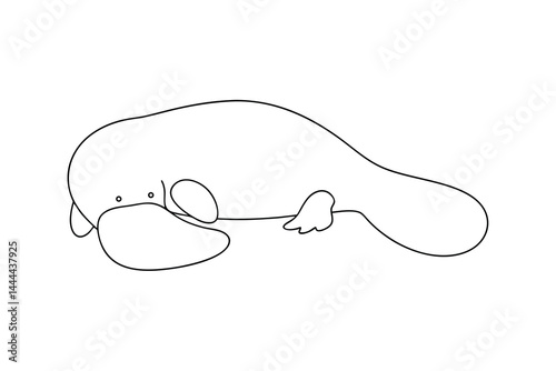 Simple line art illustration of a platypus animal outline design