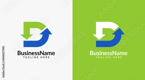 Modern logo design with letter d and arrow icon bar candlestick for trading, investment, finance, statistic, accounting or marketing business