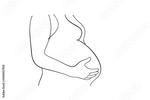 Elegant line art of a pregnant woman minimalist pregnancy illustration