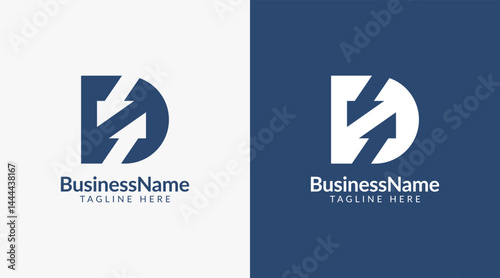 Modern logo design with letter d and arrow icon bar candlestick for trading, investment, finance, statistic, accounting or marketing business
