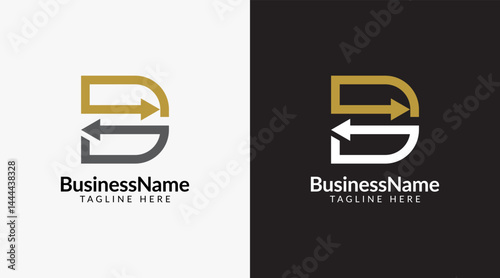 Modern logo design with letter d and arrow icon bar candlestick for trading, investment, finance, statistic, accounting or marketing business