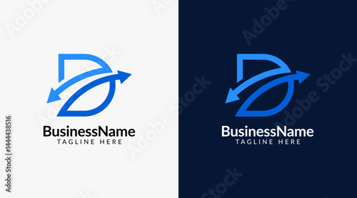 Modern logo design with letter d and arrow icon bar candlestick for trading, investment, finance, statistic, accounting or marketing business