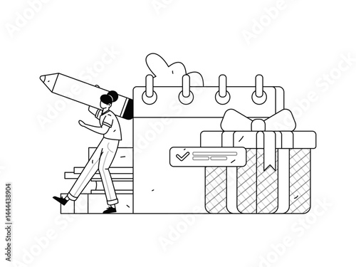 Check-in character flat vector concept operation hand-drawn illustration
