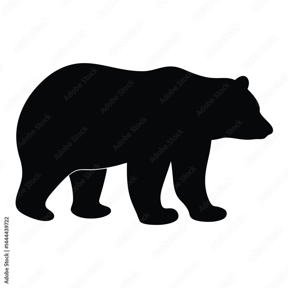 Fototapeta premium Strong black bear silhouette walking quietly on a white background image