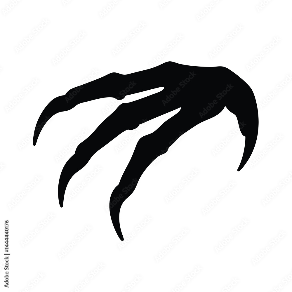 Φωτογραφία Silhouette of a monstrous claw reaching out, isolated on a white background