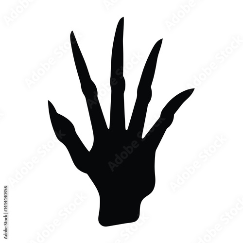Black Silhouette of a Creepy Hand with Long Spindly Fingers Reaching Out