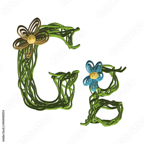 green floral ornament, Letter G creative design