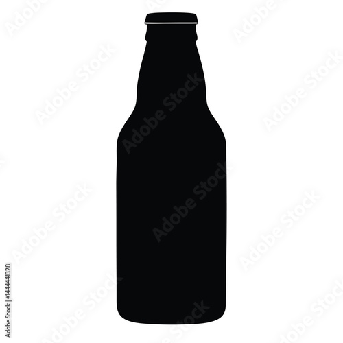 Silhouette of a classic brown beer bottle with a metal cap