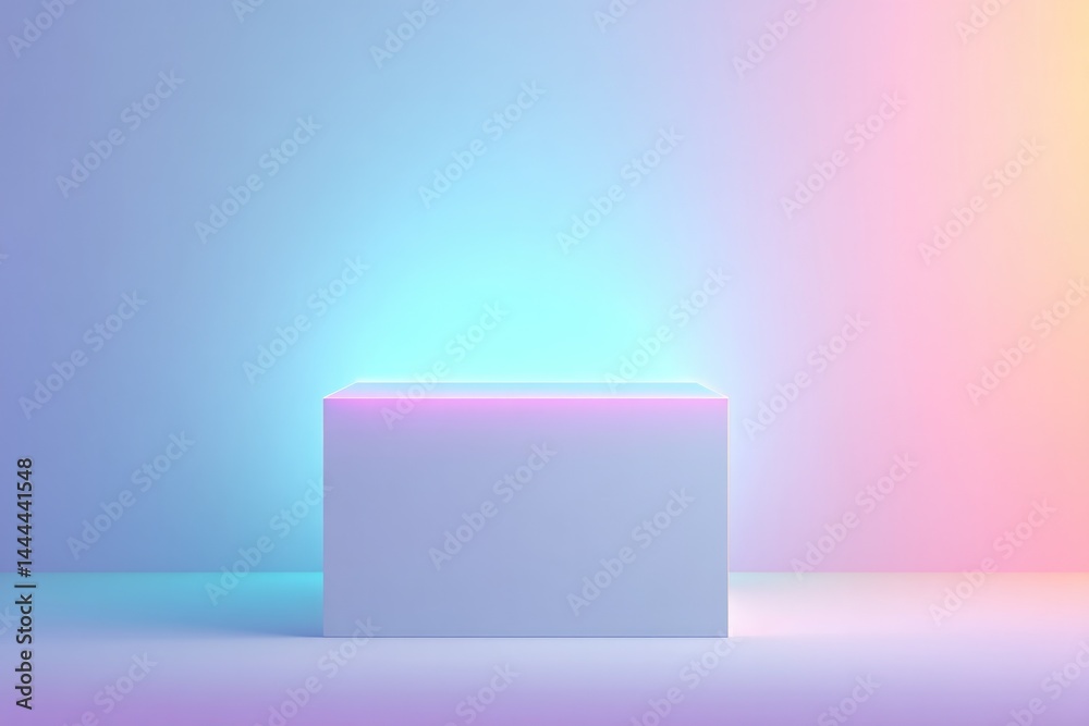 futuristic empty podium set against vibrant color gradient background in minimalist studio light setting futuristic empty podium set against vibrant color gradient background in minimalist studio light setting