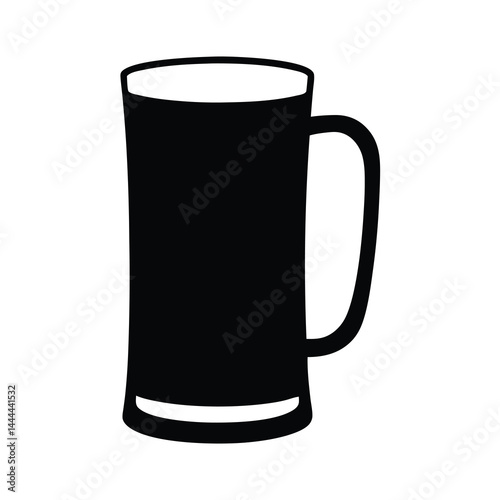 A black silhouette of a beer stein glass with handle