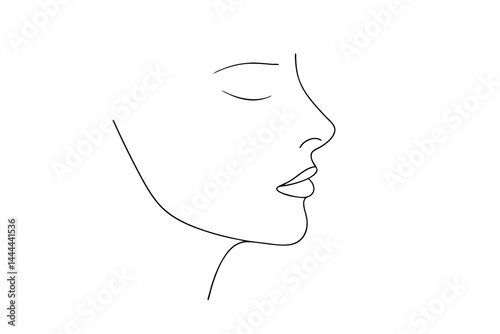 Minimalist woman face line art profile aesthetic female portrait sketch