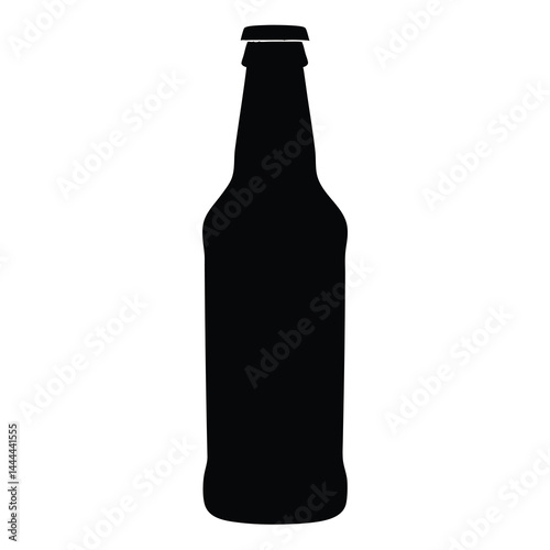 Elegant black bottle silhouette of a drink, perfect for branding and design