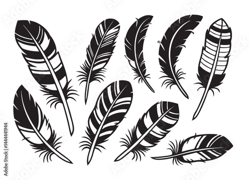 Black and White Feathers clip art vector collection