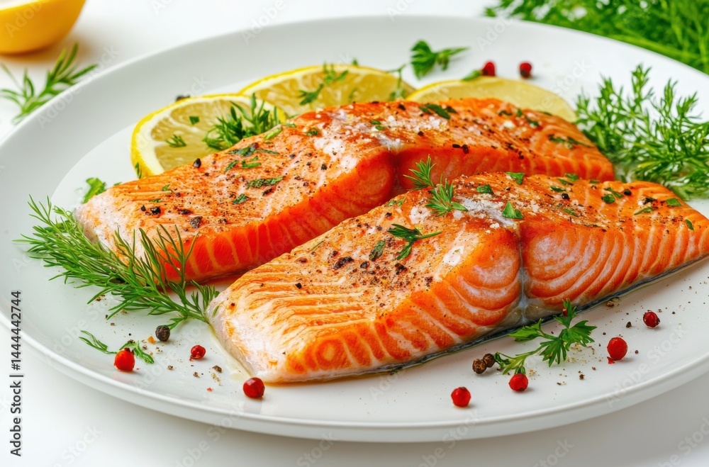 Lively colored fish fillet dish with herbs and spices