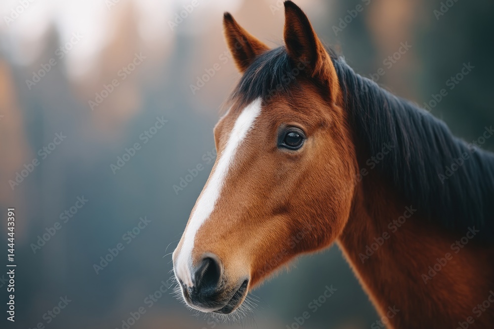 Fototapeta premium horse portrait against blurred nature background