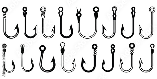 Set of fishing hook vector illustration Silhouette