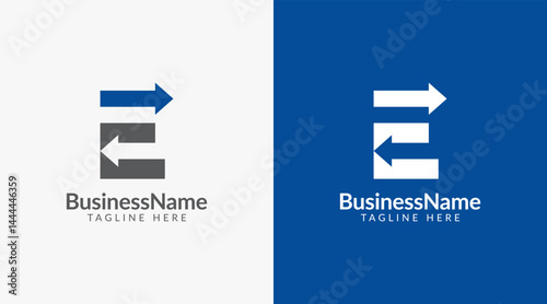 Modern logo mark with letter e and arrow icon bar candlestick for trading, investment, finance, statistic, accounting or marketing business