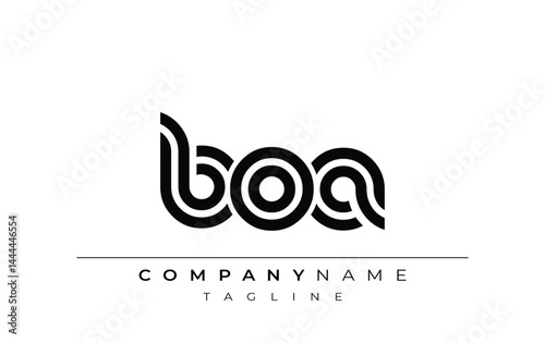 BOA Creative Unique Modern Letter Logo Design. Stylized logo featuring a unique letter design, presenting abstract minimalist aesthetics and modern appeal.