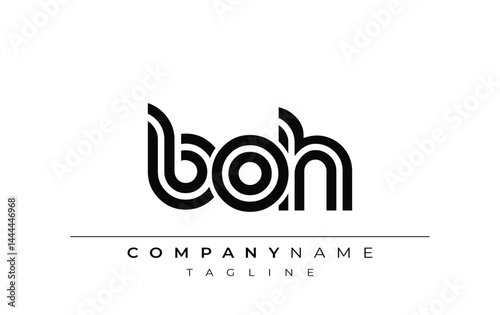BOH Creative Unique Modern Letter Logo Design. Stylized logo featuring a unique letter design, presenting abstract minimalist aesthetics and modern appeal.