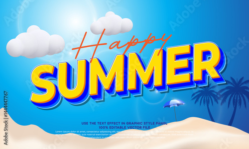 Vector text summer with text effect 3d style