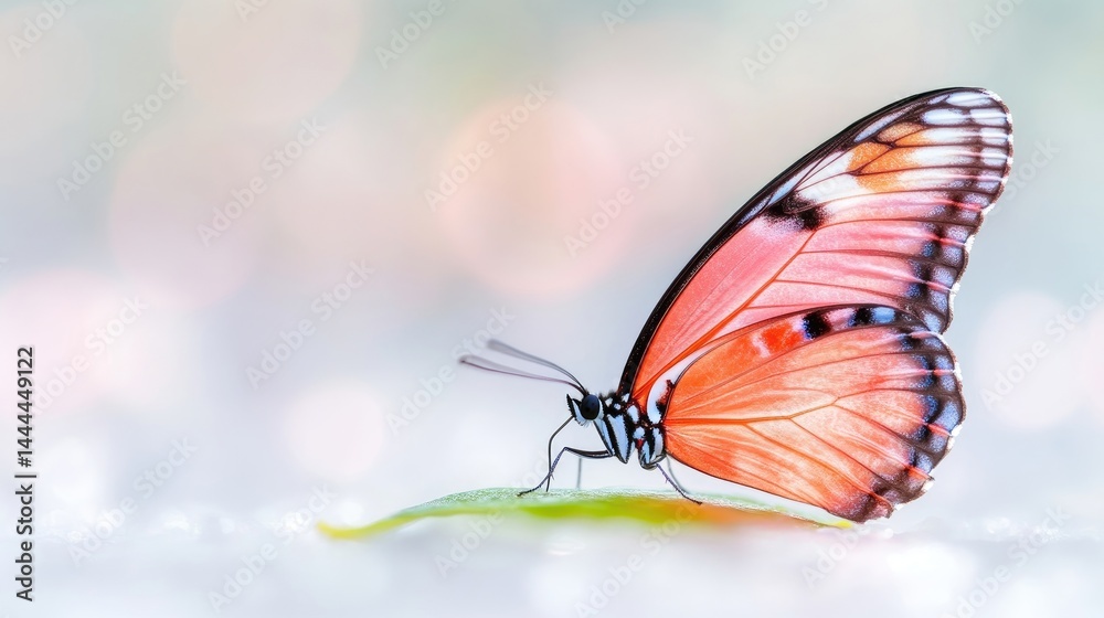 Fototapeta premium Delicate butterfly resting on a leaf