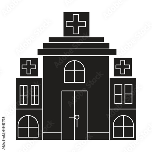 Hospital Line Vector Icon, Editable Stroke, Pixel Perfect, For Mobile and Web, isolated on white background, vector illustration.