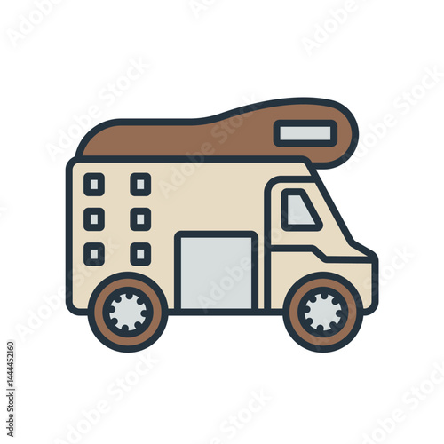 motor home icons isolated on White Background. Flat style design