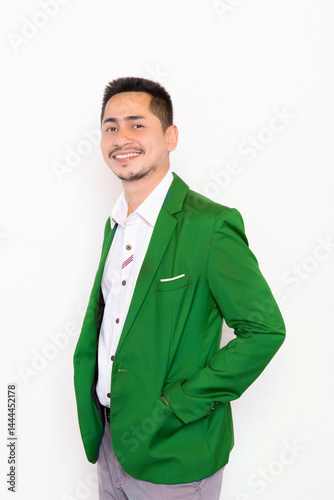 Portrait young businessman casual on white background