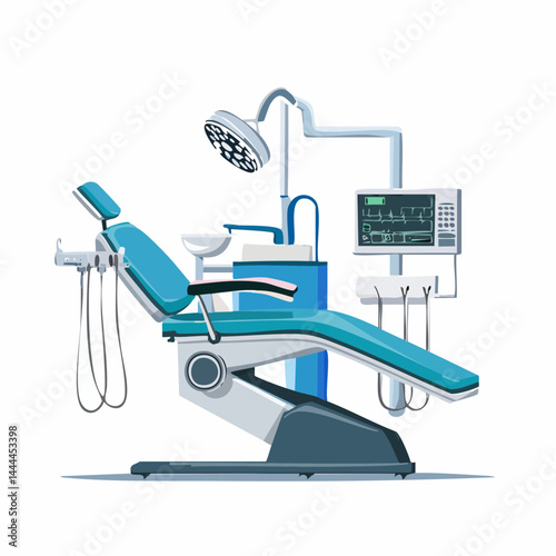 Modern Teal and Gray Dental Chair with Medical Equipment