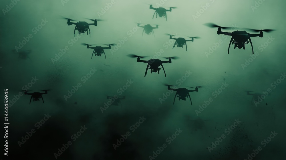 Swarm of Drones in Mysterious Fog: A Digital Art Swarm of Drones in Mysterious Fog: A Digital Art