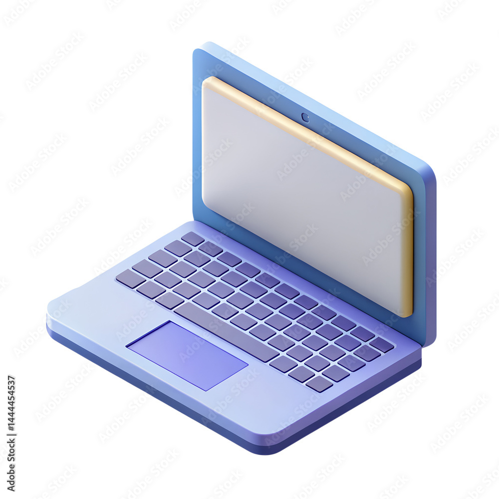 Isometric laptop computer mockup with blank screen digital device concept on background Isometric laptop computer mockup with blank screen digital device concept on background
