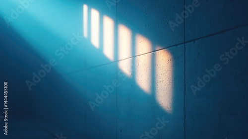 minimalistic image of prison bars casting shadows on concrete wall