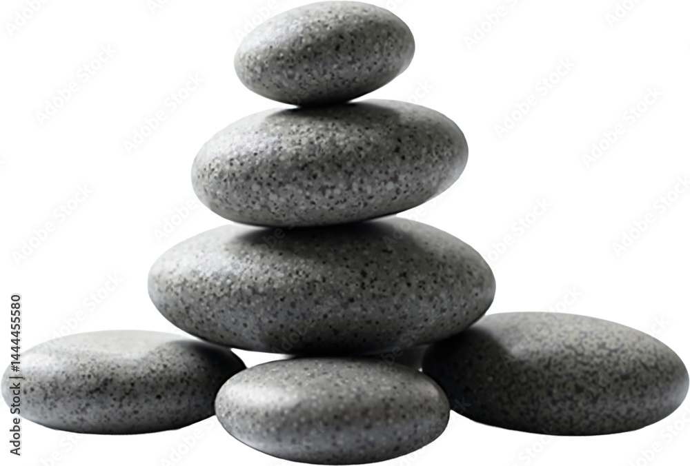 A Collection of Polished Zen Stones in Varying Sizes and Shades of Gray, Isolated on Transparent Background for Wellness Marketing A Collection of Polished Zen Stones in Varying Sizes and Shades of Gray, Isolated on Transparent Background for Wellness Marketing
