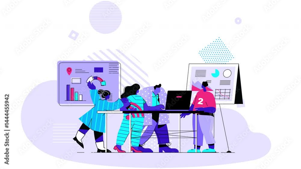 Marketing Team Working 2D Motion Graphics Marketing Team Working 2D Motion Graphics