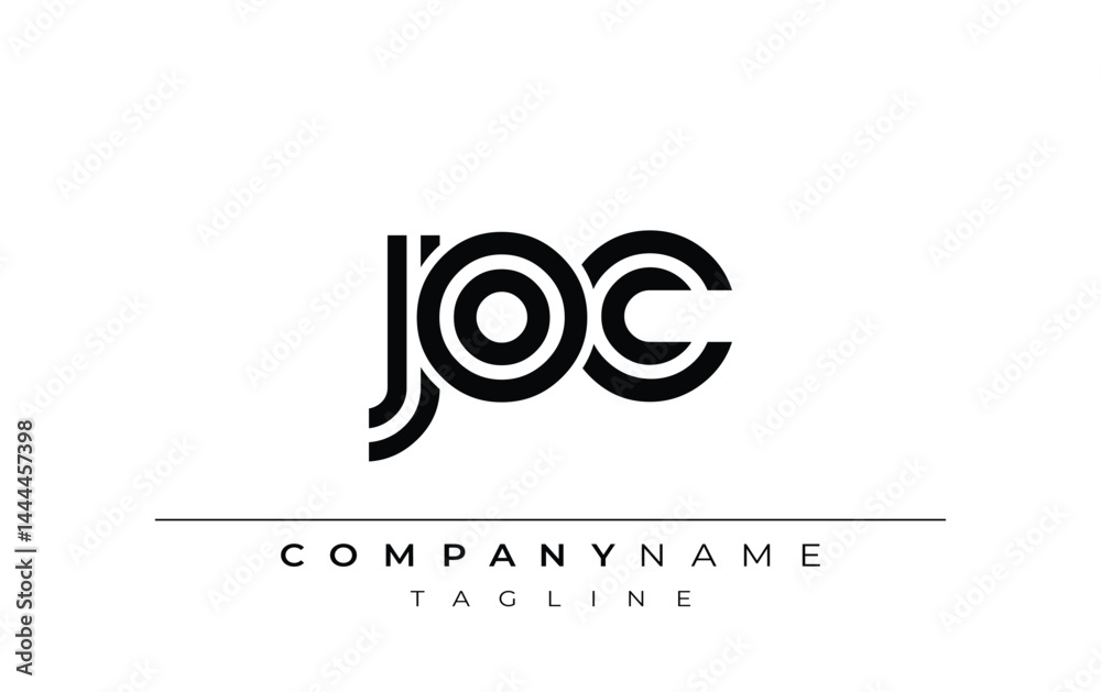 Fototapeta premium JOC Creative Unique Modern Letter Logo Design. Stylized logo featuring a unique letter design, presenting abstract minimalist aesthetics and modern appeal.