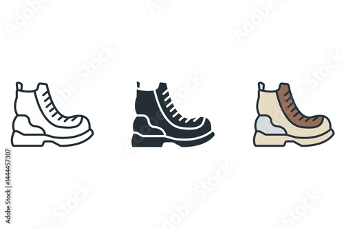 boot icons isolated on White Background. Flat style design