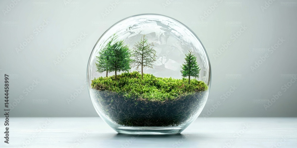 Hope for the planet represented by glass globe and moss Hope for the planet represented by glass globe and moss
